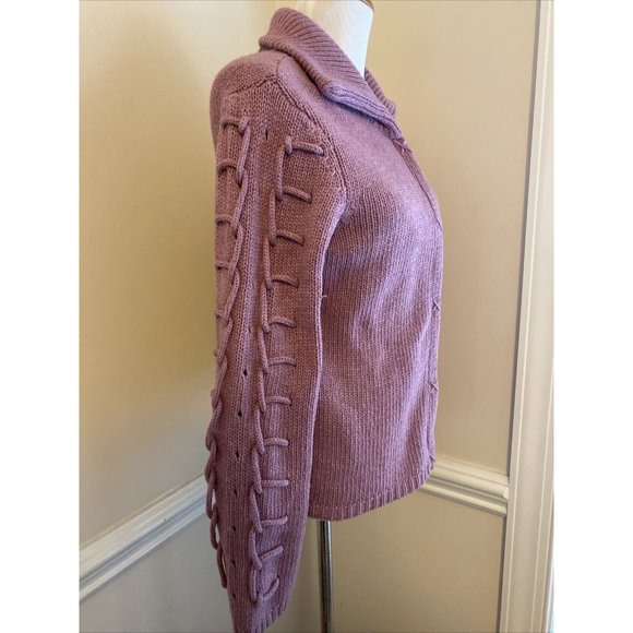 Sundance Mauve Sweater Cross Cross Sleeve Lambs wool Blend M Medium - Picture 2 of 5